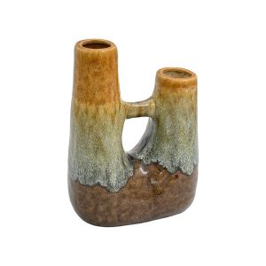 Ceramic decorative vase in brown-beige color with dimensions 20x11x26cm