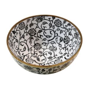 Ceramic bowl Fl22961 black-white-gold color 25x10cm