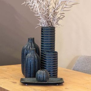 Ceramic plate 20212 black-blue color 33x18x3cm