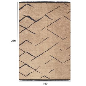 Carpet 160x230cm light brown-black, with automatic fringes Hm7674,01