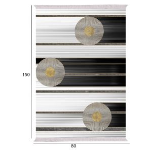 Living room rug with fringes white-black-gold 80χ150cm Hm7676.24