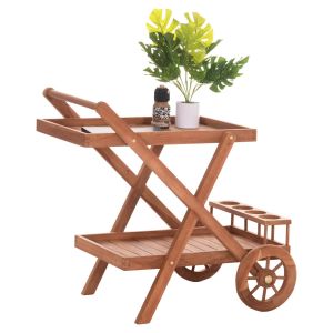 Количка за сервиране Alfred Hm4579 тиково дърво в естествен цвят 86x56x80всм.