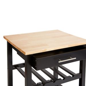 Trolley-shelf Claude MDF black - natural 58x48x87.5cm
