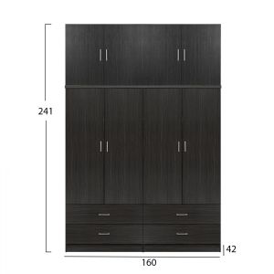 Комплект 2 броя гардероб 4 врати с таван Zebrano 160x42x241cm Hm11352,01