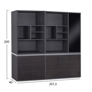 Set of 2 professional office bookcases Rosewood HM11201