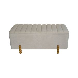 Комплект 2 табуретки Daph Trunk бежово и бяло кадифе 110х46х45 90х41х37
