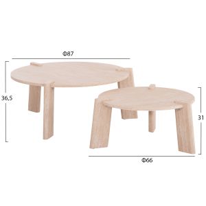 Комплект 2бр. холни маси Equil Hm9943.01 Mdf с меламинова покривка-цвят естествено дърво 66x66cm + 87x87cm