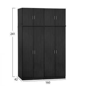 Set of 4 wardrobes 4 doors with ceiling Zebrano 160x42x241cm HM11353,01