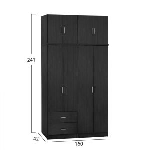 Set of 4 wardrobes 4 doors with ceiling Zebrano 160x42x241cm HM11355,01