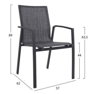 Set of 5 pieces aluminum table and aluminum armchairs gray Hm10596.02