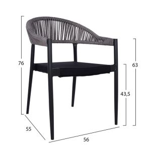 Set of 5 pieces aluminum with table 140x80x75.5 gray Hm10519