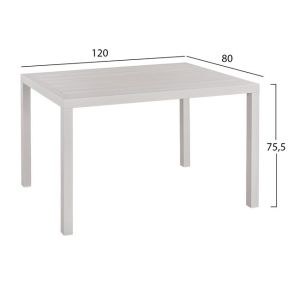 Set of 5 pieces aluminum table and aluminum armchairs white Hm10592.01
