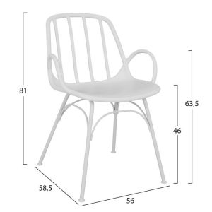 Set of 5 pieces with table 120x80x75.50 and armchairs polypropylene in white color Hm10524