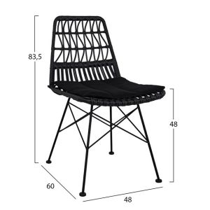 Set of 7 pieces Allegra Wicker with table 160x90x78 beige and black color Hm10516
