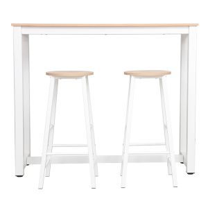 Marle bar table set in natural white color - 120x40x100cm