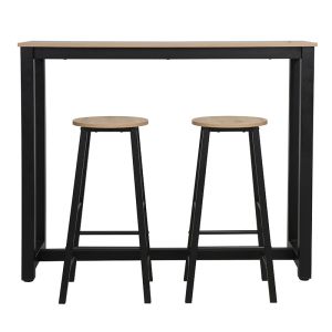 Marle bar table set in sonoma color with black legs - 120x40x100cm