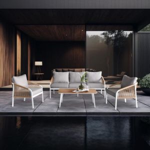 Garden chair set 4pcs Marrakesh white color 189x73x72cm