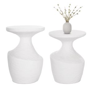 Комплект две маси Santorini Rebon Hm21137.02 фибро цимент в бяло -- φ40см и φ27.5см
