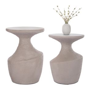 Комплект две маси Santorini Rebon Hm21137.03 фибро цимент в сиво -- φ40см и φ27.5см