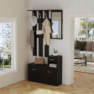 Hallway set with mirror Gorn, melamine wine Hm2473,02 90x24x190cm