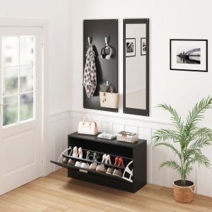 Комплект за антре с огледало Vern Hm2476.02 меламин в венге 80x27x175hcm.