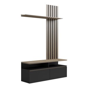 Perlento living room set in black and sonoma color 140x41x219.5cm