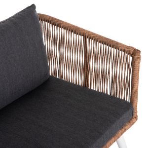 Outdoor lounge set 4 pieces aluminum in white Color-pe rattan in beige color-anthracite cushions Hm6057,01 Freja