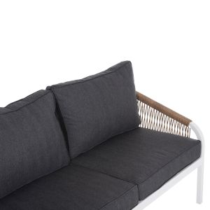 Outdoor lounge set 4 pieces white Aluminum-pe twisted rope-anthracite cushions Hm6056,01 Maerly