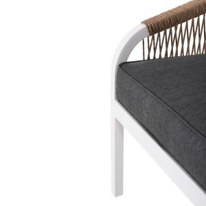 Outdoor lounge set 4 pieces white Aluminum-pe twisted rope-anthracite cushions Hm6056,01 Maerly