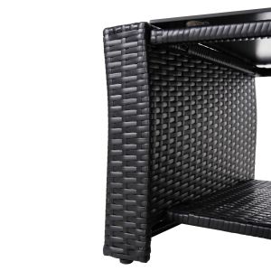 Outdoor lounge set 4 pieces synthetic rattan in anthracite-beige cushions Hm5978 Thore