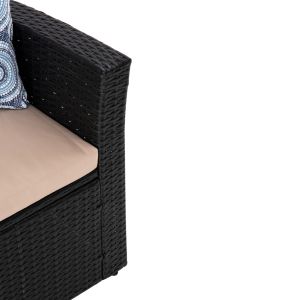 Outdoor lounge set 4 pieces synthetic rattan in anthracite-beige cushions Hm5978 Thore