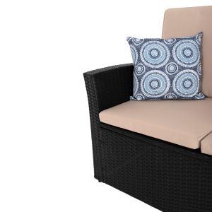 Outdoor lounge set 4 pieces synthetic rattan in anthracite-beige cushions Hm5978 Thore