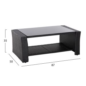 Outdoor lounge set 4 pieces synthetic rattan in anthracite-beige cushions Hm5978 Thore