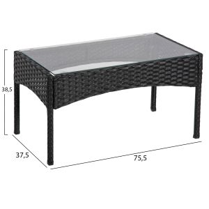 Outdoor lounge set 4 pieces synthetic rattan in black color-beige cushions Hm6089,04 Stasia