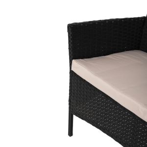 Outdoor lounge set 4 pieces synthetic rattan in black color-cappuccino cushions Hm6089,01 Stasia