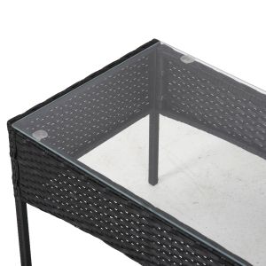 Outdoor lounge set 4 pieces synthetic rattan in black color-cappuccino cushions Hm6089,01 Stasia