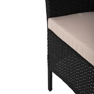 Outdoor lounge set 4 pieces synthetic rattan in black color-cappuccino cushions Hm6089,01 Stasia