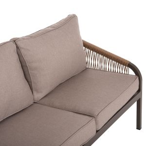 Outdoor lounge set 4 pieces champagne Aluminum-pe twisted rope-beige cushions Hm6056,04 Maerly