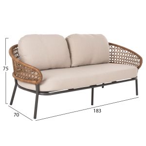 5-piece outdoor lounge set in anthracite aluminum-khaki PE rattan-beige cushions HM6079