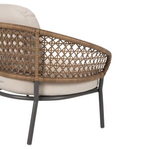 5-piece outdoor lounge set in anthracite aluminum-khaki PE rattan-beige cushions HM6079