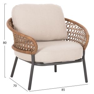 5-piece outdoor lounge set in anthracite aluminum-khaki PE rattan-beige cushions HM6079