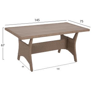 Outdoor lounge set right corner sofa and table mocha synthetic rattan-cushions-ps wood Hm6078,02 Carson