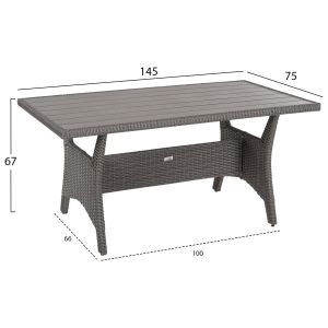 Outdoor lounge set right corner sofa and table gray synthetic rattan-cushions-ps wood Hm6078,01 Carson