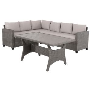 Outdoor lounge set right corner sofa and table gray synthetic rattan-cushions-ps wood Hm6078,01 Carson