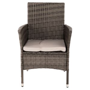 Outdoor dining set 5 pieces brown rattan-metal frame-glass top Hm5965