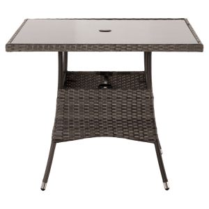 Outdoor dining set 5 pieces brown rattan-metal frame-glass top Hm5965