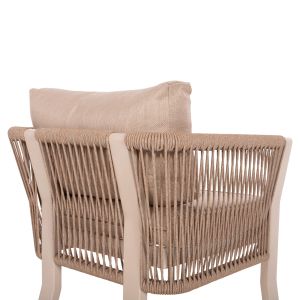 Outdoor dining set 7 pieces aluminum in beige color-hpl gray marble-cappuccino cushions and rope Hm6119,01 Drimm