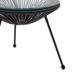 Outdoor lounge set 3pcs Acapulco Hm21101 twisted wicker-metal in black