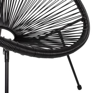 Outdoor lounge set 3pcs Acapulco Hm21101 twisted wicker-metal in black