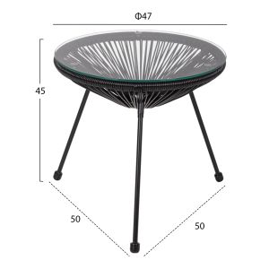 Outdoor lounge set 3pcs Acapulco Hm21101 twisted wicker-metal in black